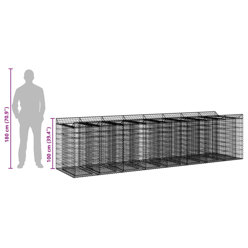 Podniesione łóżko gabionowe 4 pcs srebrny