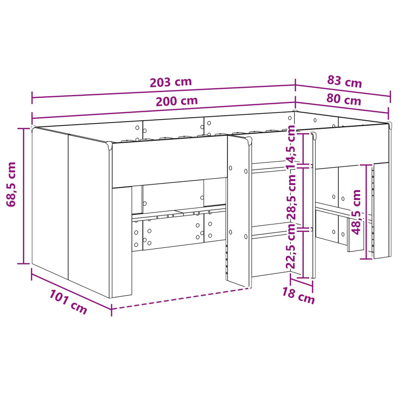 Łóżko piętrowe dla dzieci 2 pcs Stare drewno