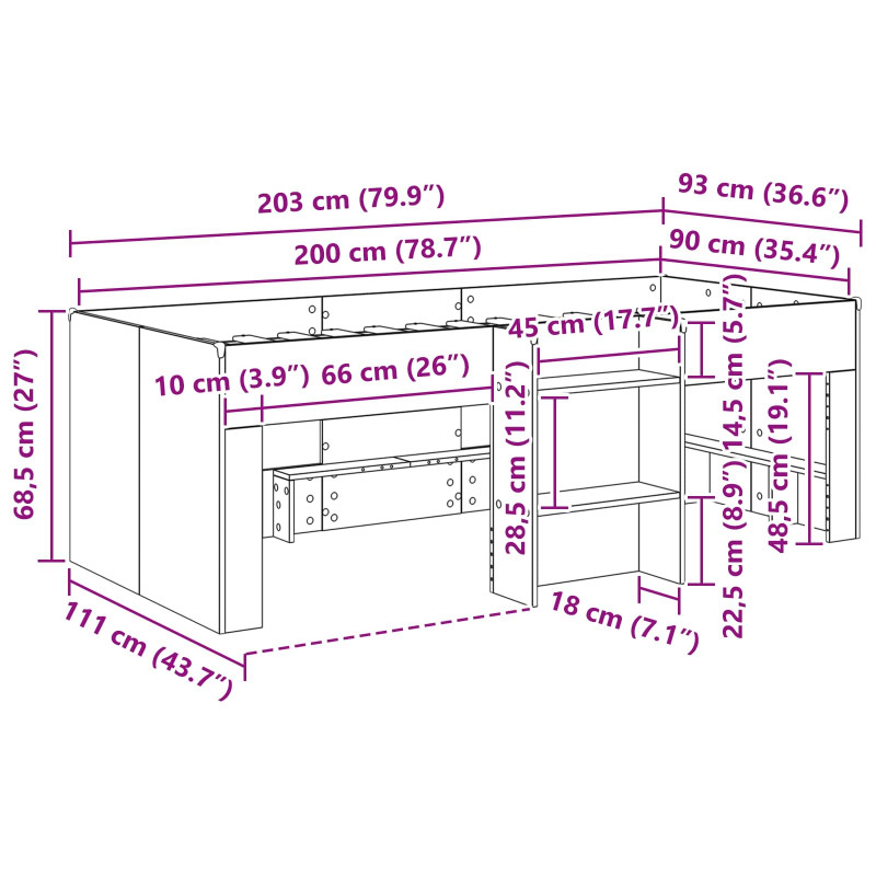Łóżko piętrowe dla dzieci 2 pcs Biały 90 x 200 cm