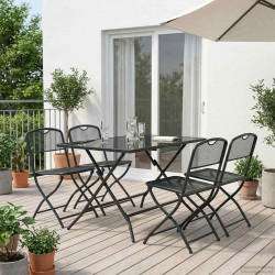 Zestaw Mebli Ogrodowych 5 pcs Antracyt Żelazo i stal