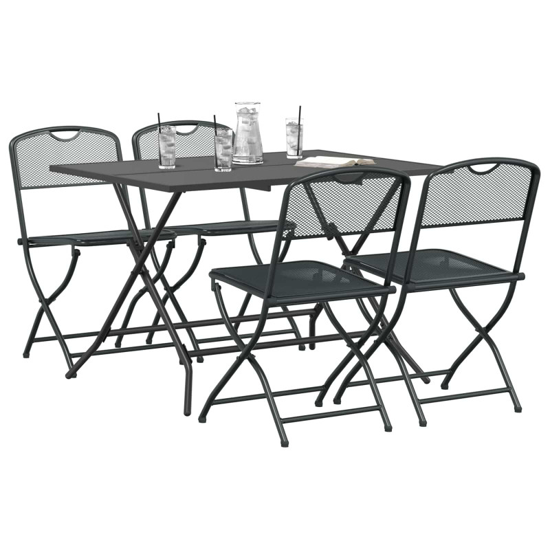 Zestaw Mebli Ogrodowych 5 pcs Antracyt Żelazo i stal