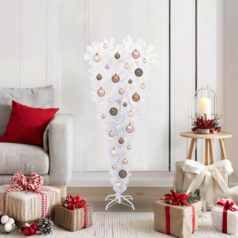 Sztuczna choinka z 150 diodami LED Biały 120 cm PVC i Stal