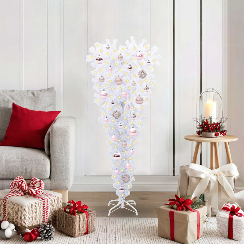 Sztuczna choinka z 150 diodami LED Biały 120 cm PVC i Stal