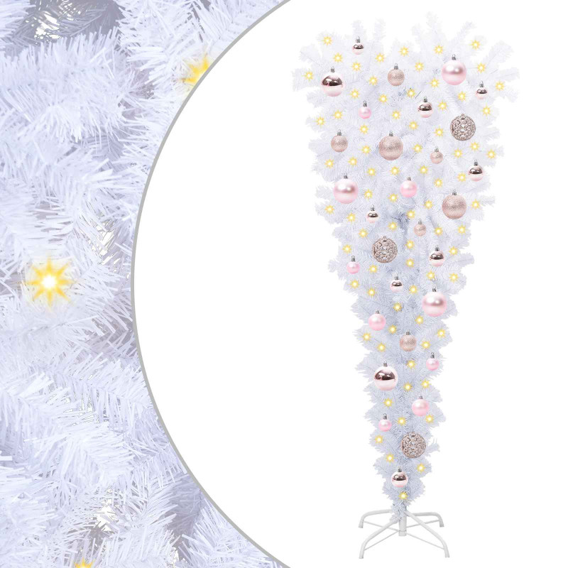 Sztuczna choinka z 150 diodami LED Biały 120 cm PVC i Stal