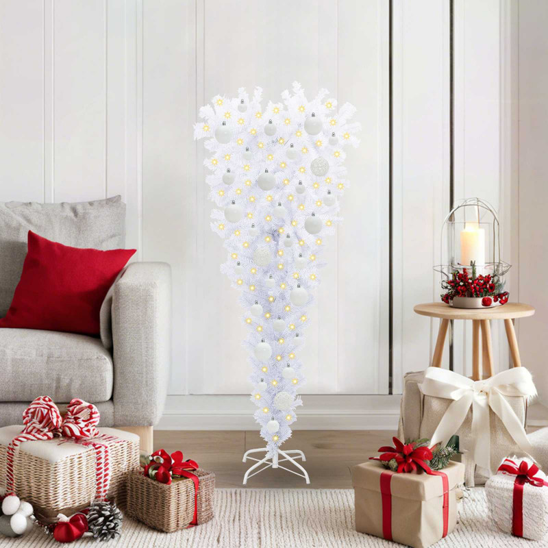 Sztuczna choinka z 150 diodami LED Biały 120 cm PVC i Stal
