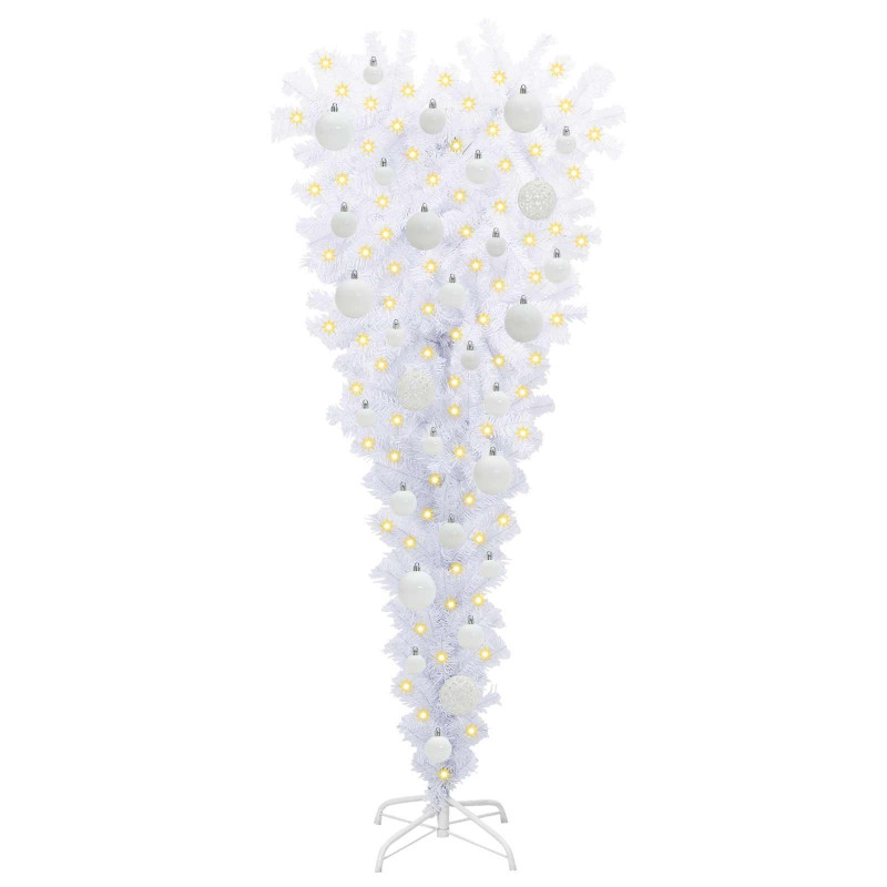 Sztuczna choinka z 150 diodami LED Biały 120 cm PVC i Stal