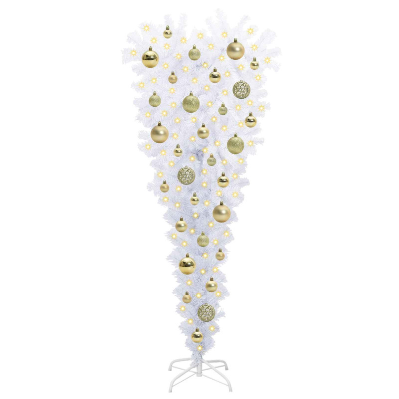 Sztuczna choinka z 150 diodami LED Biały 120 cm PVC i Stal