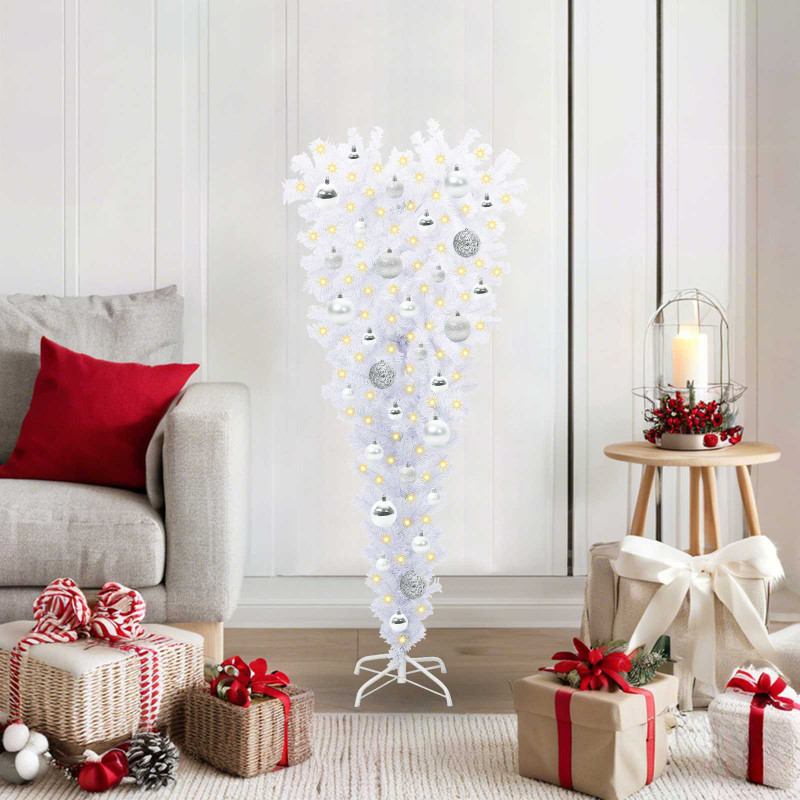 Sztuczna choinka z 150 diodami LED Biały 120 cm PVC i Stal