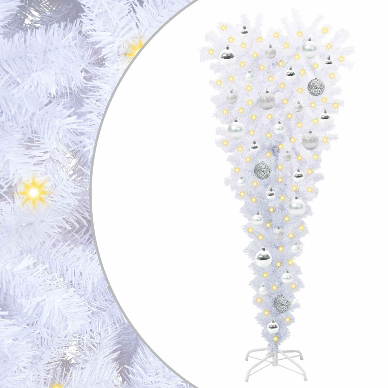 Sztuczna choinka z 150 diodami LED Biały 120 cm PVC i Stal