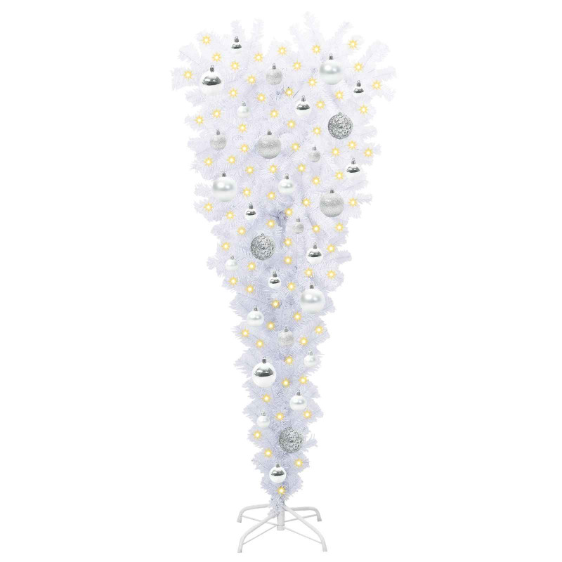Sztuczna choinka z 150 diodami LED Biały 120 cm PVC i Stal
