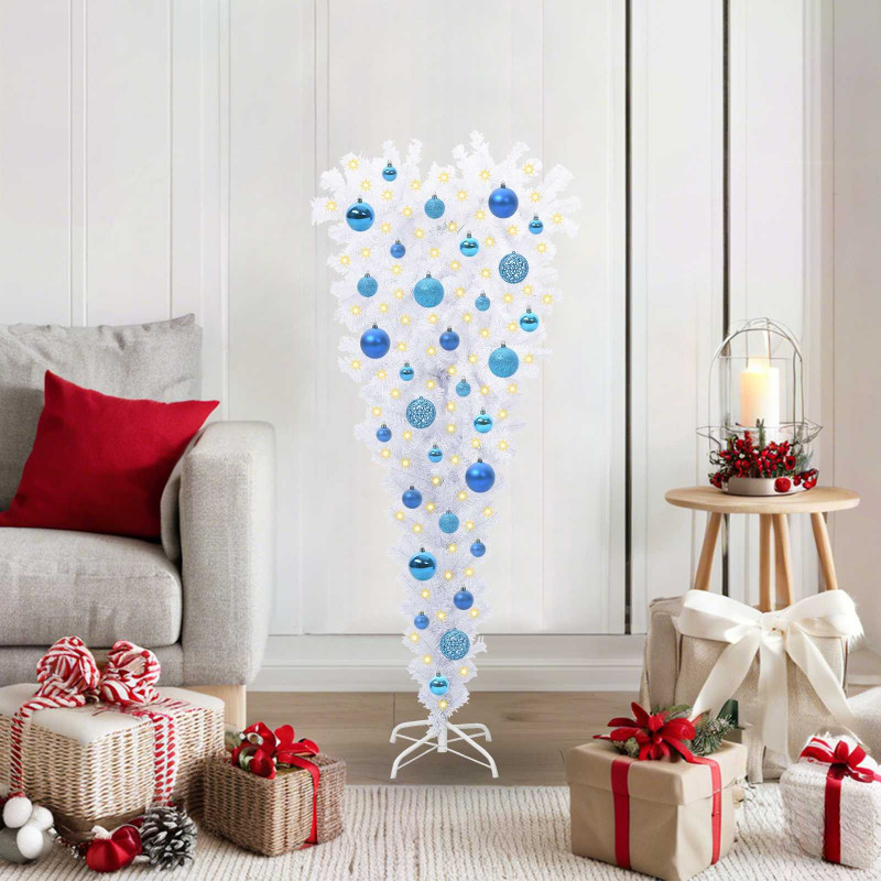 Sztuczna choinka z 150 diodami LED Biały 120 cm PVC i Stal