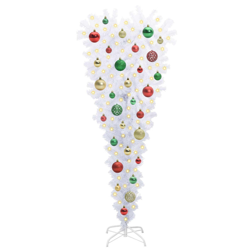 Sztuczna choinka z 150 diodami LED Biały 120 cm PVC i Stal