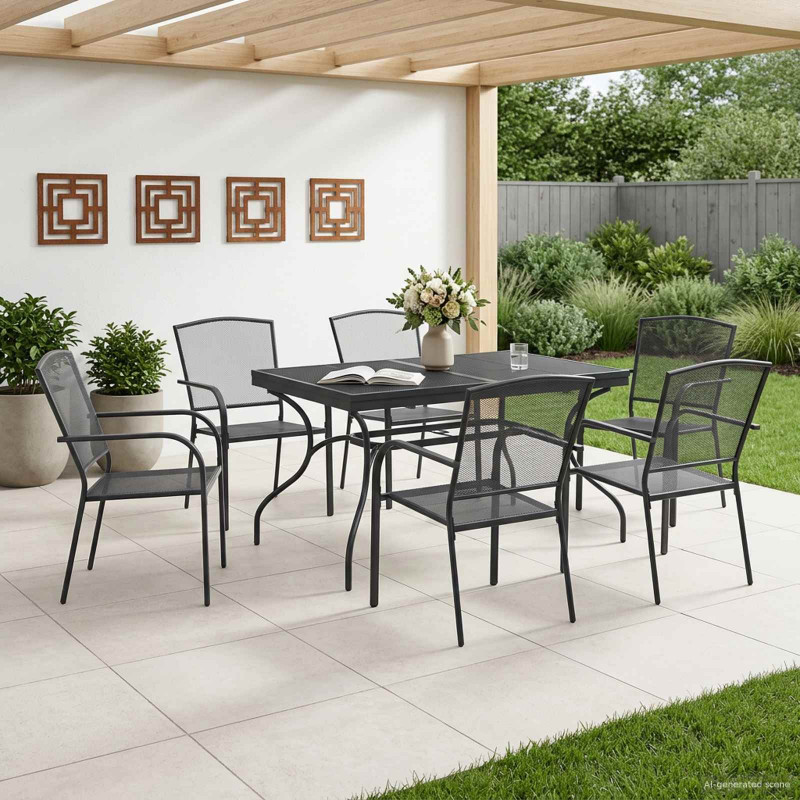 Zestaw do jadalni w ogrodzie 7 pcs antracytowy 212 x 90 x 76 cm