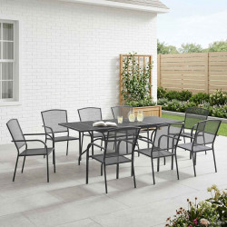 Zestaw do jadalni w ogrodzie 9 pcs antracytowy 212 x 90 x 76 cm