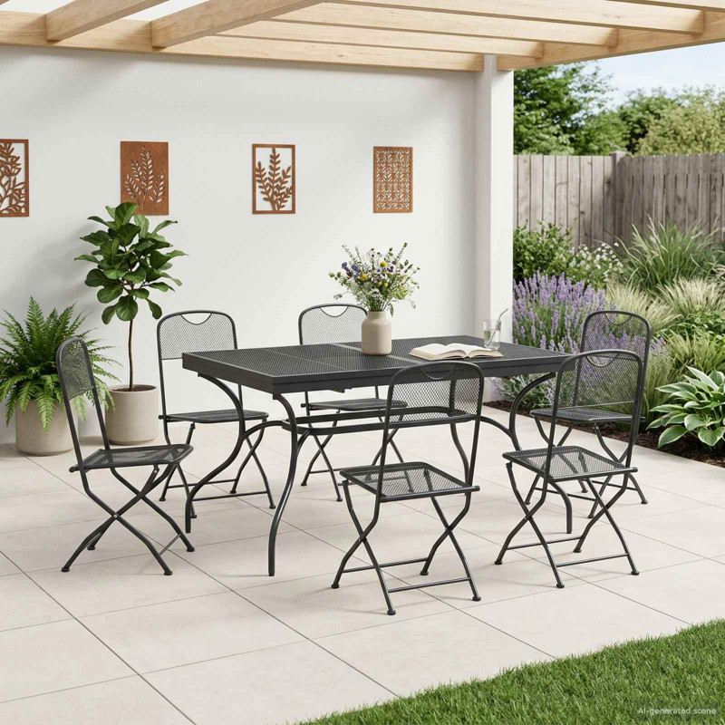 Zestaw do jadalni w ogrodzie 7 pcs antracytowy 212 x 90 x 76 cm