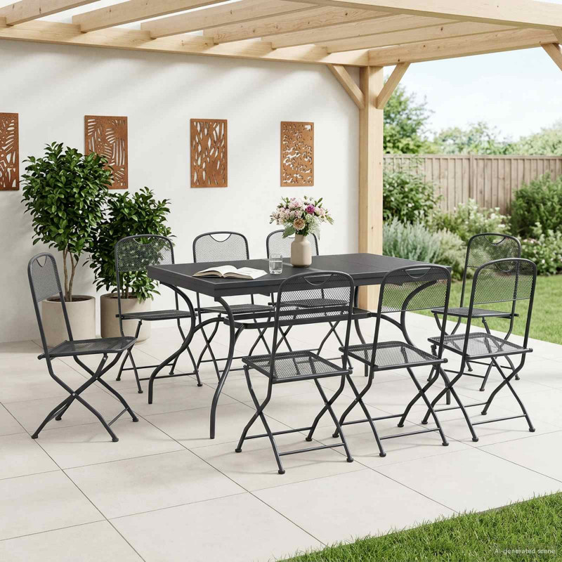 Zestaw do jadalni w ogrodzie 9 pcs antracytowy 212 x 90 x 76 cm