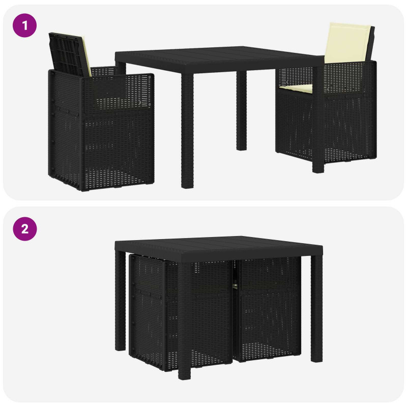 Zestaw do jadalni w ogrodzie 3 pcs Antracyt i kremowy PP