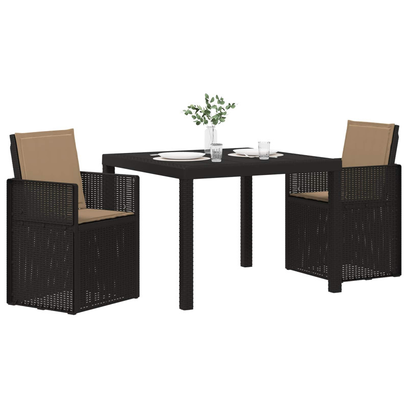 Zestaw do jadalni w ogrodzie 3 pcs Antracyt i taupe PP