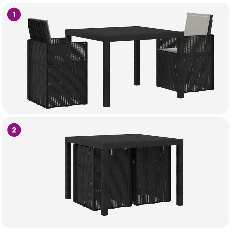 Zestaw do jadalni w ogrodzie 3 pcs Antracytowy i Jasnoszary PP