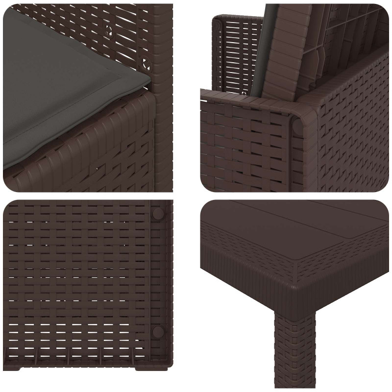 Zestaw do jadalni w ogrodzie 3 pcs Brązowy i antracyt PP