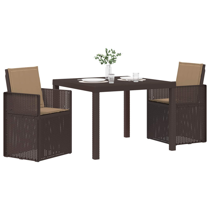 Zestaw do jadalni w ogrodzie 3 pcs Brązowy i taupe PP