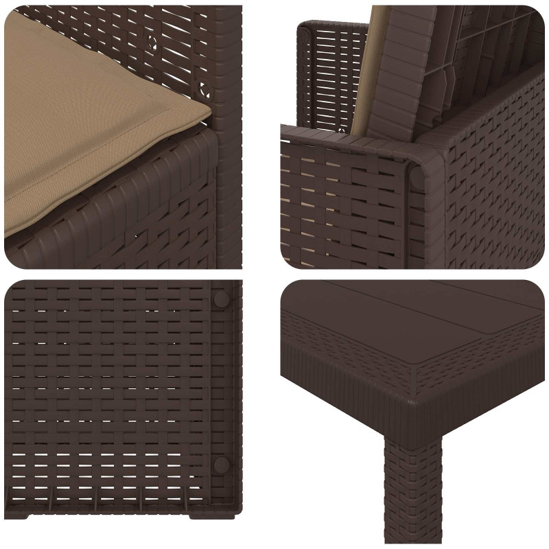 Zestaw do jadalni w ogrodzie 3 pcs Brązowy i taupe PP