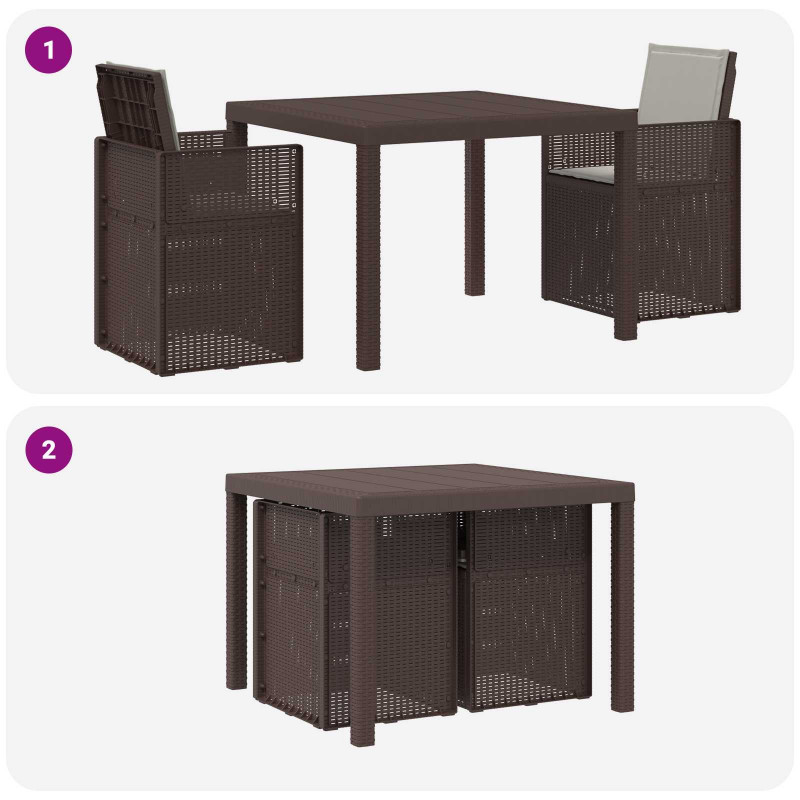 Zestaw do jadalni w ogrodzie 3 pcs Brązowy i jasnoszary PP