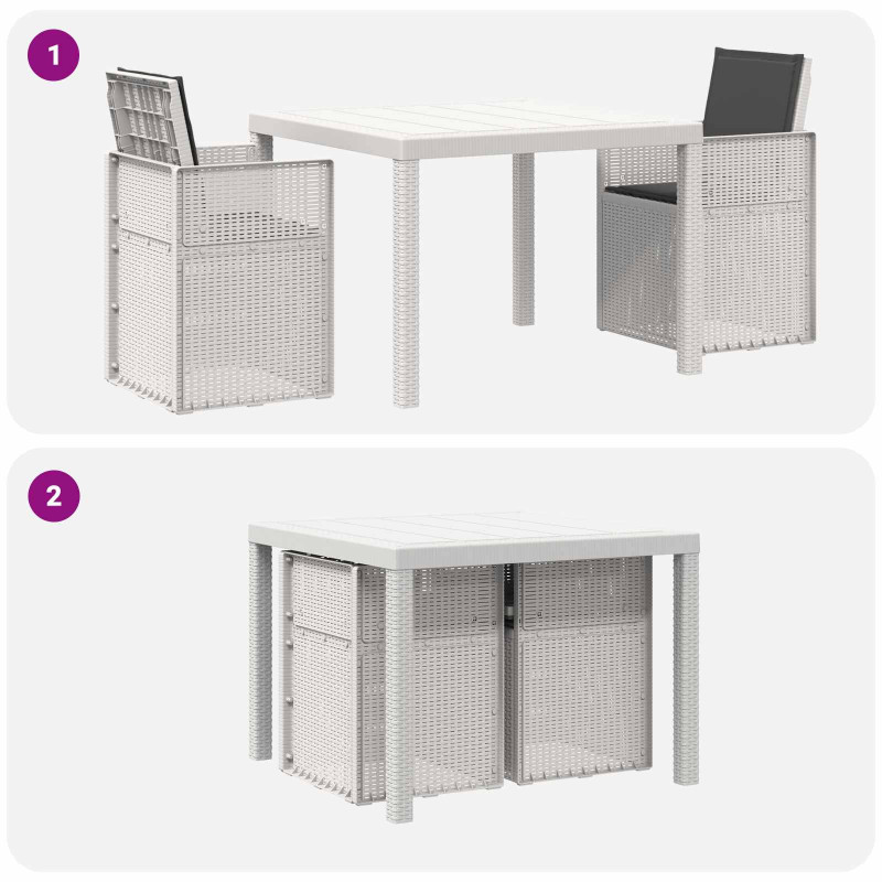 Zestaw do jadalni w ogrodzie 3 pcs Biały i antracyt PP