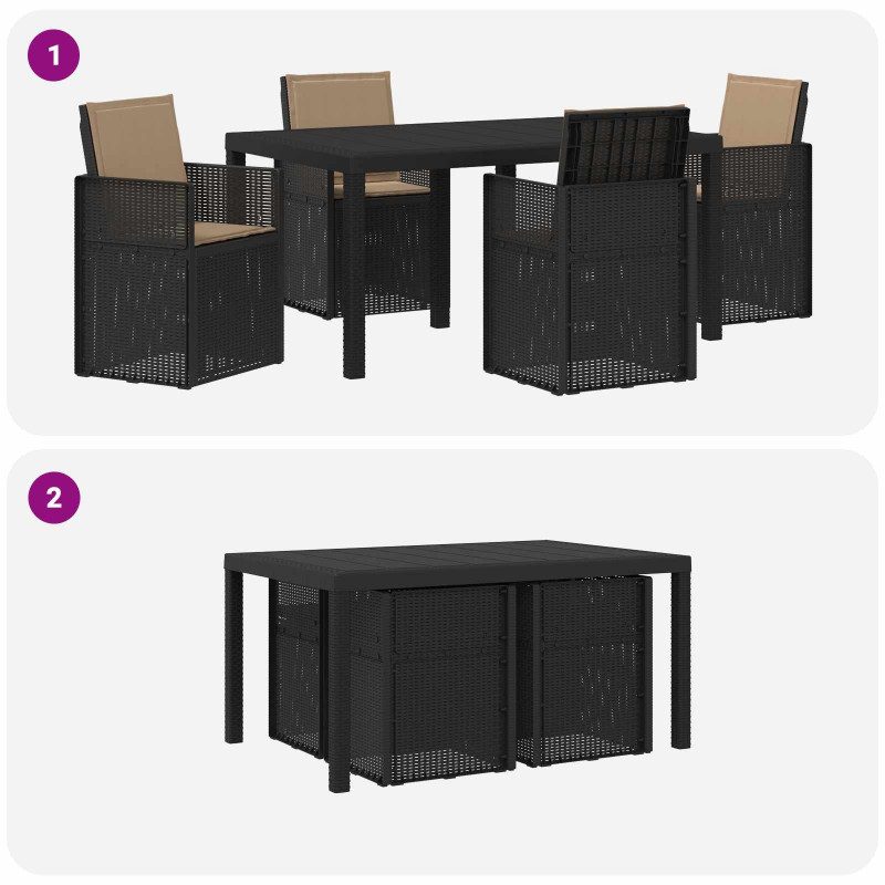 Zestaw do jadalni w ogrodzie 5 pcs Antracyt i taupe PP