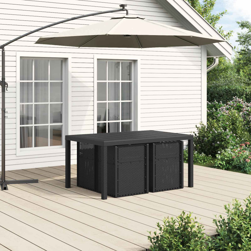 Zestaw do jadalni w ogrodzie 5 pcs Antracytowy i Jasnoszary PP