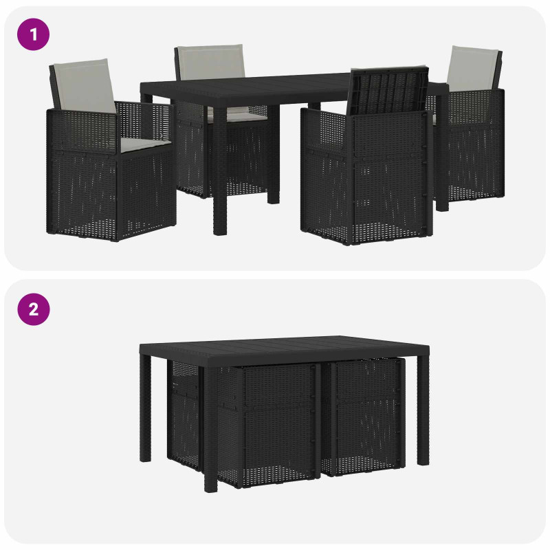 Zestaw do jadalni w ogrodzie 5 pcs Antracytowy i Jasnoszary PP