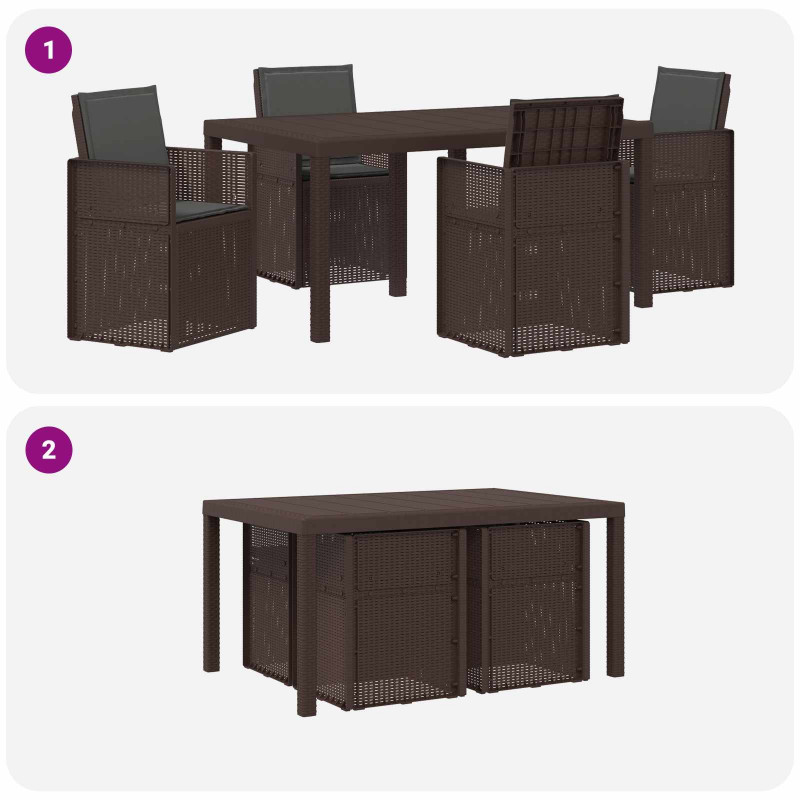 Zestaw do jadalni w ogrodzie 5 pcs Brązowy i antracyt PP