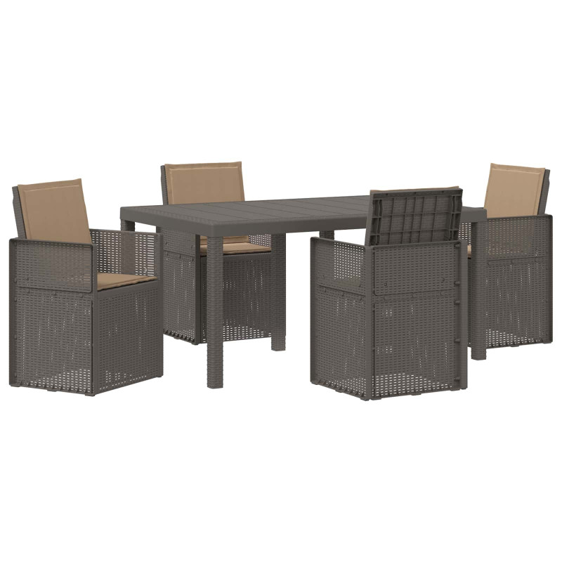Zestaw do jadalni w ogrodzie 5 pcs Jasnoszary i Taupe PP