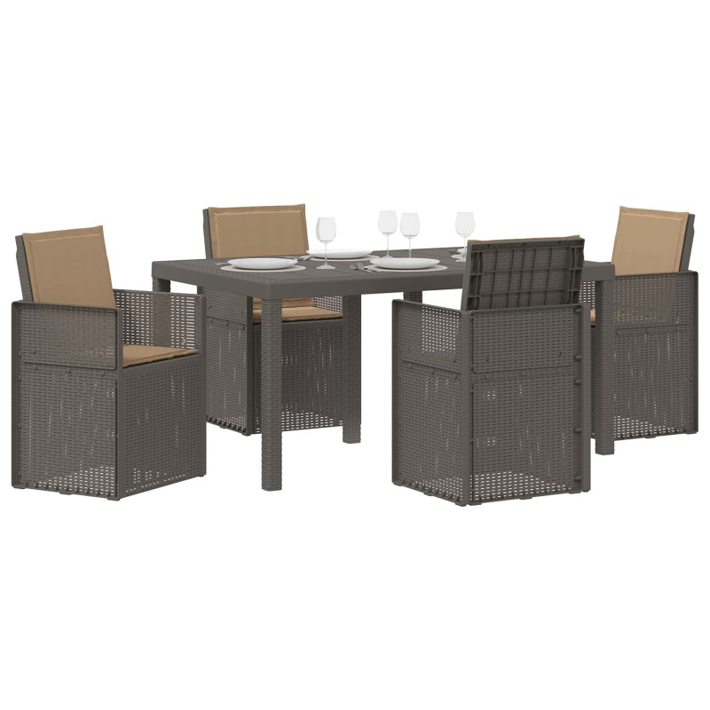 Zestaw do jadalni w ogrodzie 5 pcs Jasnoszary i Taupe PP