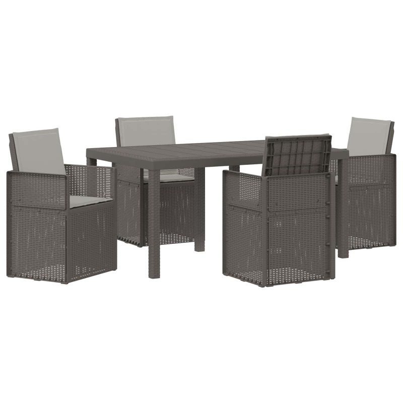 Zestaw do jadalni w ogrodzie z poduszką 5 pcs jasnoszary PP