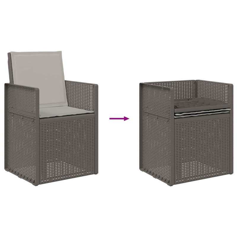 Zestaw do jadalni w ogrodzie z poduszką 5 pcs jasnoszary PP
