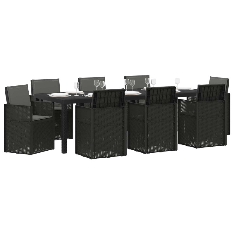 Zestaw do jadalni w ogrodzie z poduszką 9 pcs antracytowy PP