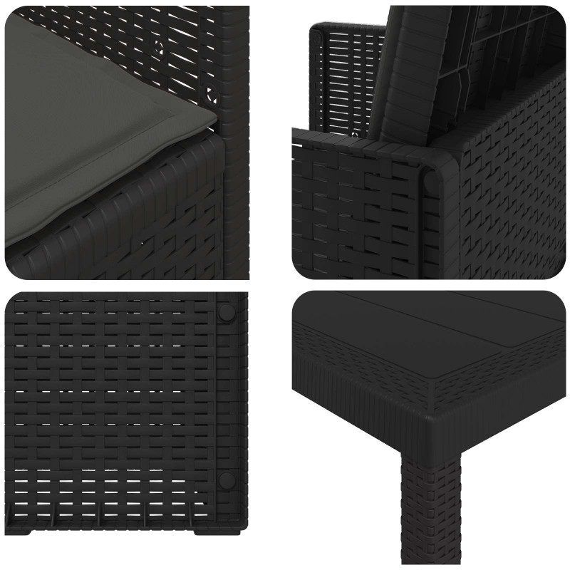 Zestaw do jadalni w ogrodzie z poduszką 9 pcs antracytowy PP