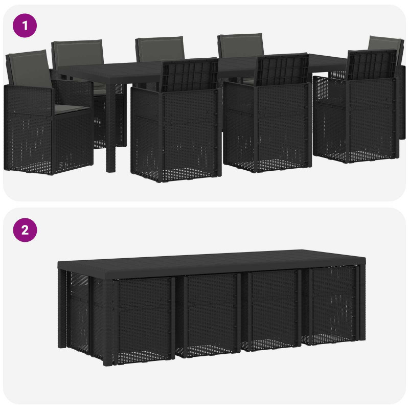 Zestaw do jadalni w ogrodzie z poduszką 9 pcs antracytowy PP