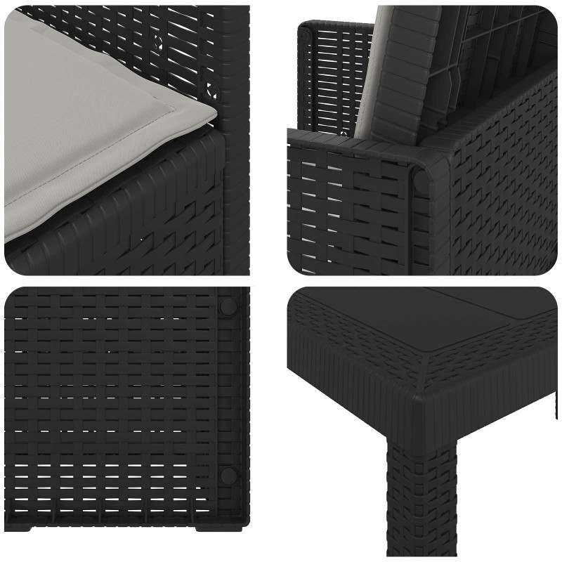 Zestaw do jadalni w ogrodzie 9 pcs Antracytowy i Jasnoszary PP