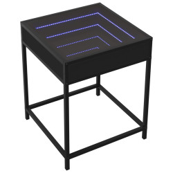 Stolik nocny z LED Infinity, czarny, 40x40x51 cm