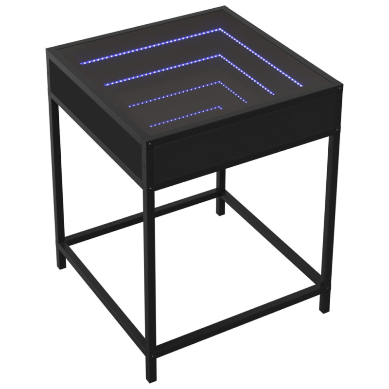 Stolik nocny z LED Infinity, czarny, 40x40x51 cm