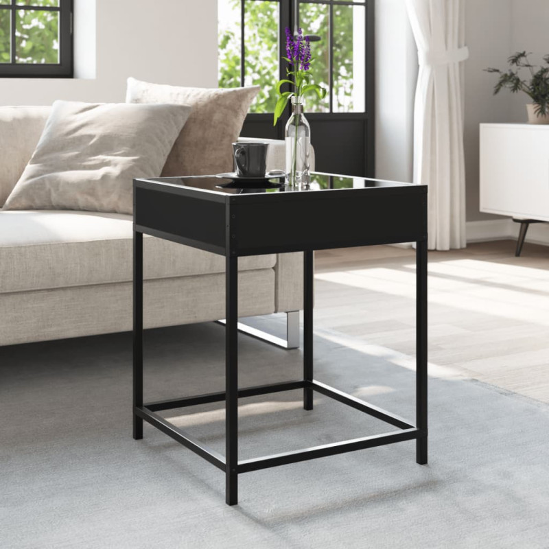 Stolik nocny z LED Infinity, czarny, 40x40x51 cm