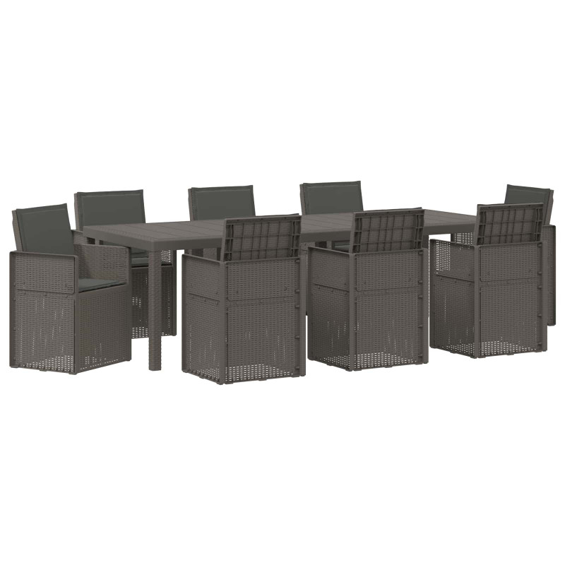 Zestaw do jadalni w ogrodzie 9 pcs Jasnoszary i antracytowy PP