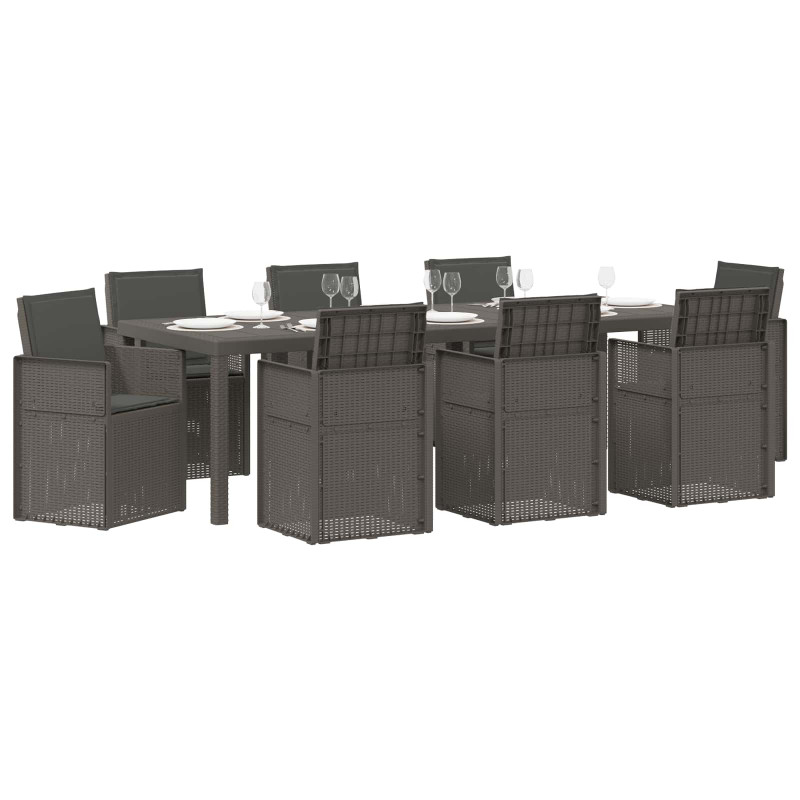 Zestaw do jadalni w ogrodzie 9 pcs Jasnoszary i antracytowy PP