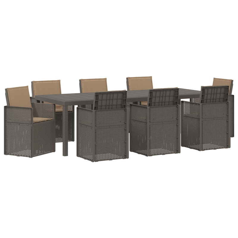 Zestaw do jadalni w ogrodzie 9 pcs Jasnoszary i Taupe PP