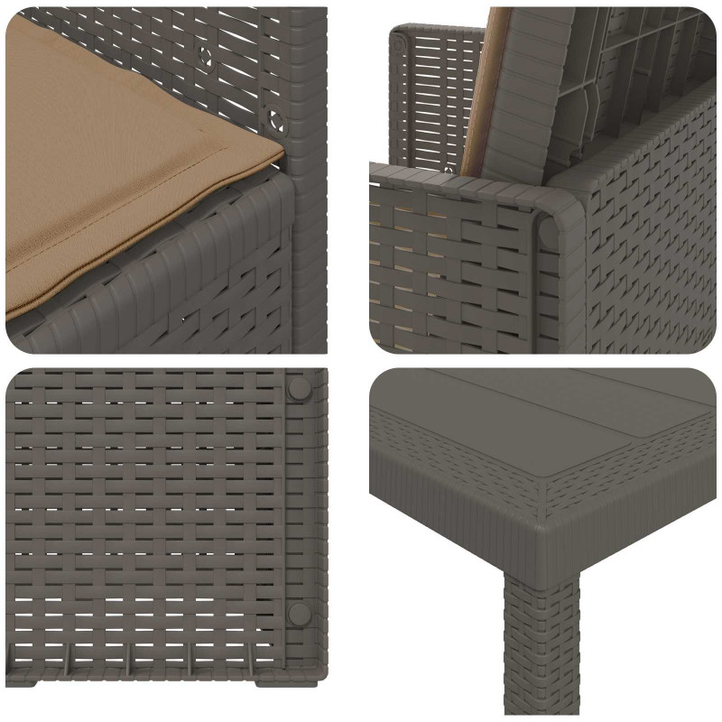 Zestaw do jadalni w ogrodzie 9 pcs Jasnoszary i Taupe PP