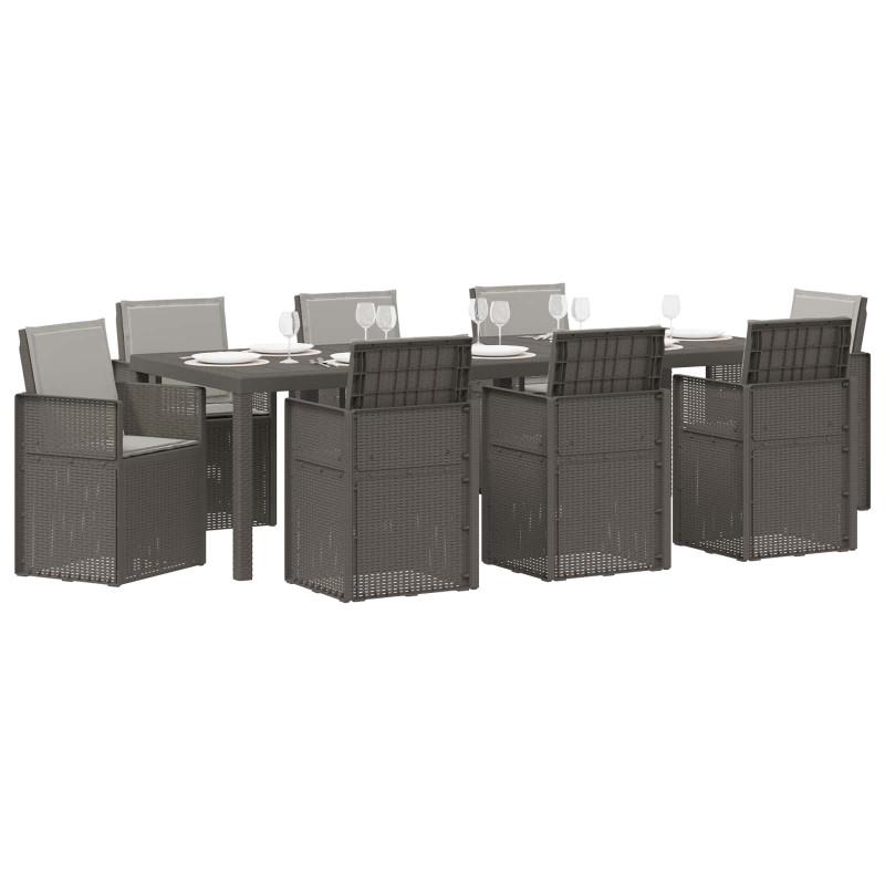 Zestaw do jadalni w ogrodzie z poduszką 9 pcs jasnoszary PP