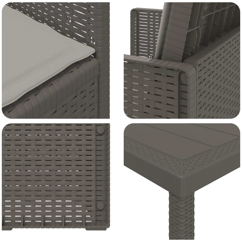 Zestaw do jadalni w ogrodzie z poduszką 9 pcs jasnoszary PP