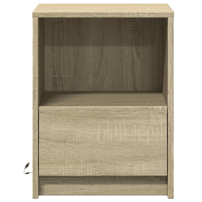 Szafki nocne z LED, 2 szt., dąb sonoma, materiał drewnopochodny